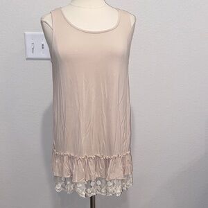 Altar'd State Cream Tunic with Lace Hem Sz Large